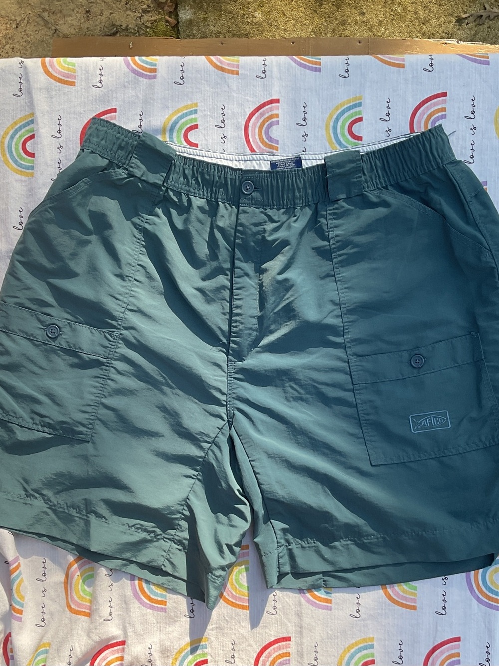 AFTCO Teal Green Cargo Shorts